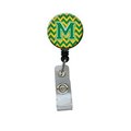 Carolines Treasures Letter M Chevron Green and Gold Retractable Badge Reel CJ1059-MBR
